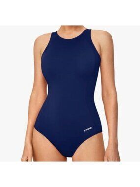 Women Ewedoos Racerback One-Piece Navy Swimsuit Size L